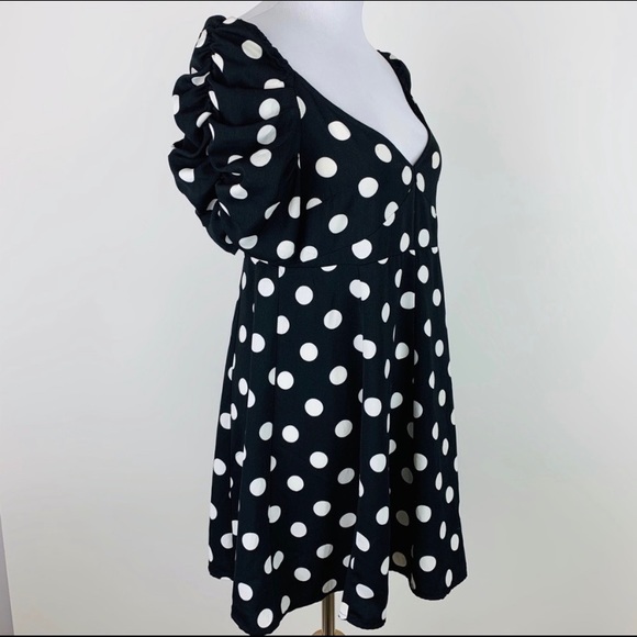 MONKI For ASOS Polka Dot Fit & Flare Mini Dress 38 - Picture 5 of 7